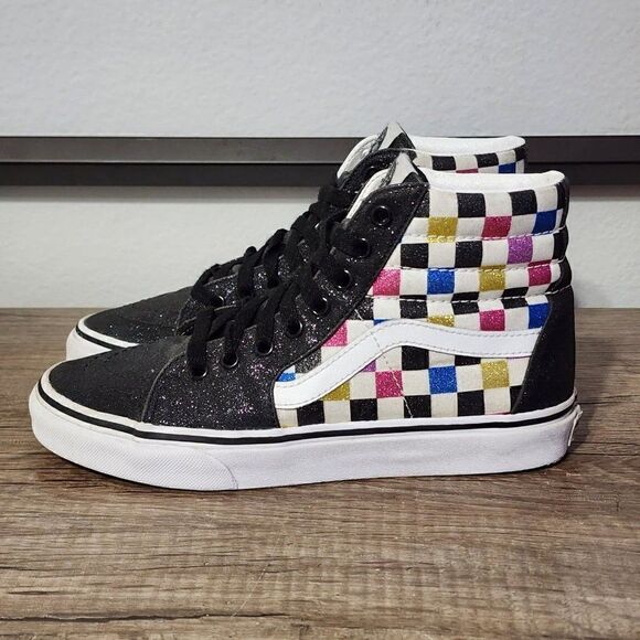 Vans Sk8-hi Women's Skate Shoes Size 7.5 Multicolor Checkerboard Pattern - Picture 1 of 8